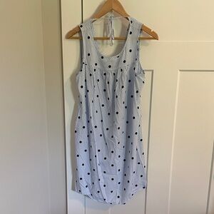 Crown & Ivy Womens Blue White Stripped Polka Dot Sundress Size L Summer Spring